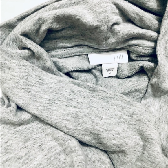 J.JILL Gray Pullover Turtle Neck/Cowl Skirted Sweatshirt Dress Side Pockets EUC - Picture 6 of 8